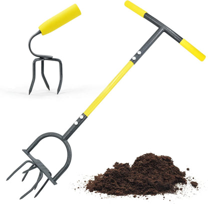 Hand Tiller for Gardening, Manual Twist Tiller Cultivator, Heavy Duty Garden Claw, Soil Loosener & Lawn Aerator for Soil Mixing, Garden, Flower Box and Raised Bed