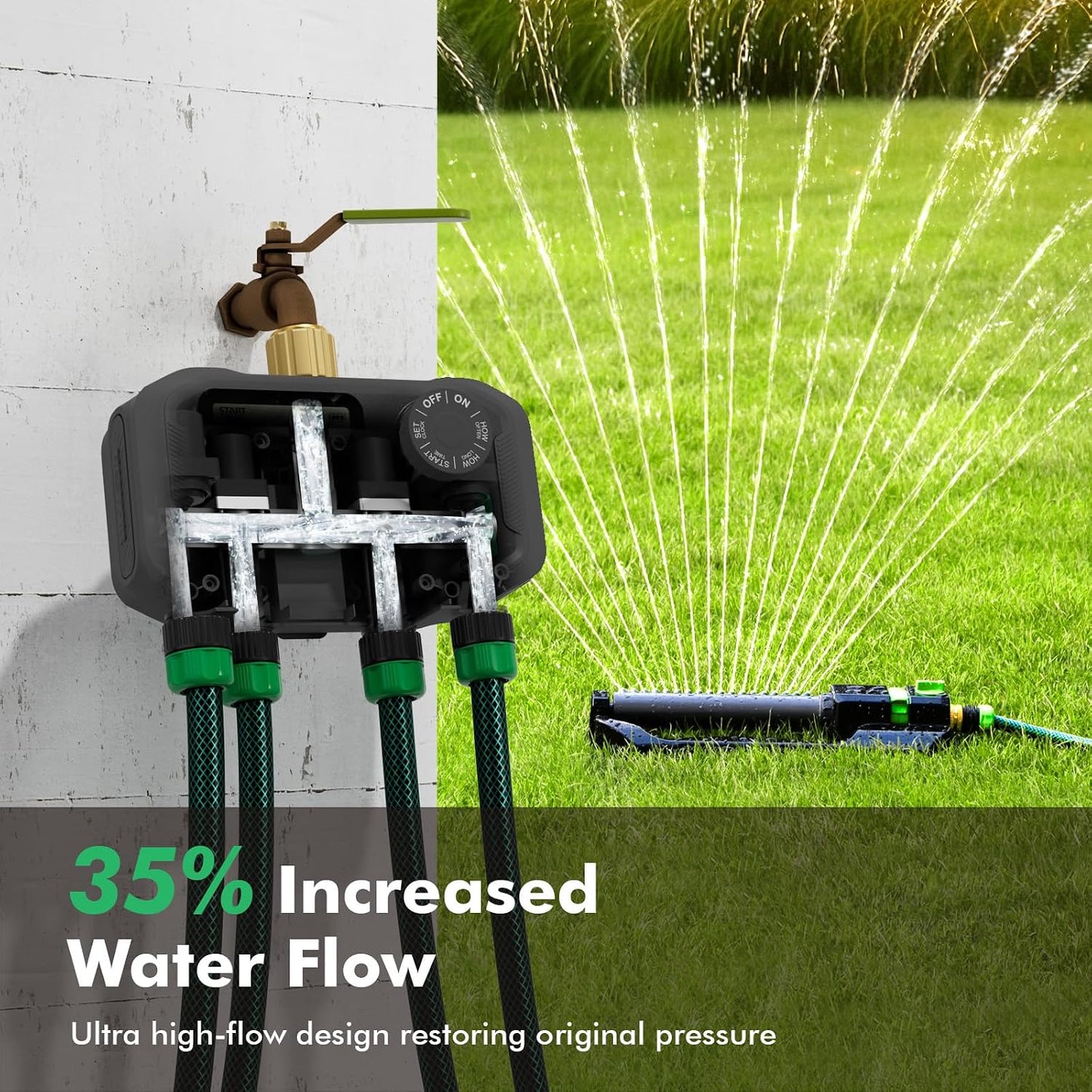 Sprinkler Timer for Outdoor Hose Faucet, 4 Zone Watering Timer