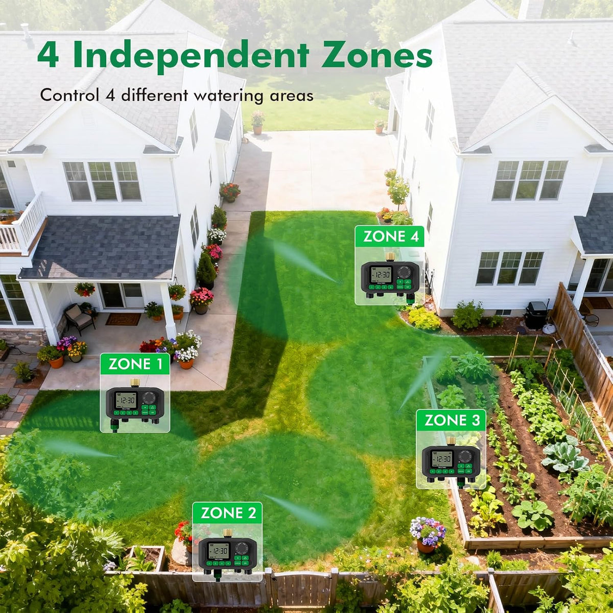 Sprinkler Timer for Outdoor Hose Faucet, 4 Zone Watering Timer