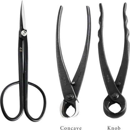 Wazakura Made in Japan 5PCS Bonsai Tool Kit with Roll Bag: Yasugi Steel Twig Bonsai Scissors, Concave Branch Cutter, Knob Cutter, Wire Cutter, Tweezers - 5 Tools Twig Schissor Set with Case…