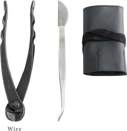 Wazakura Made in Japan 5PCS Bonsai Tool Kit with Roll Bag: Yasugi Steel Twig Bonsai Scissors, Concave Branch Cutter, Knob Cutter, Wire Cutter, Tweezers - 5 Tools Twig Schissor Set with Case…