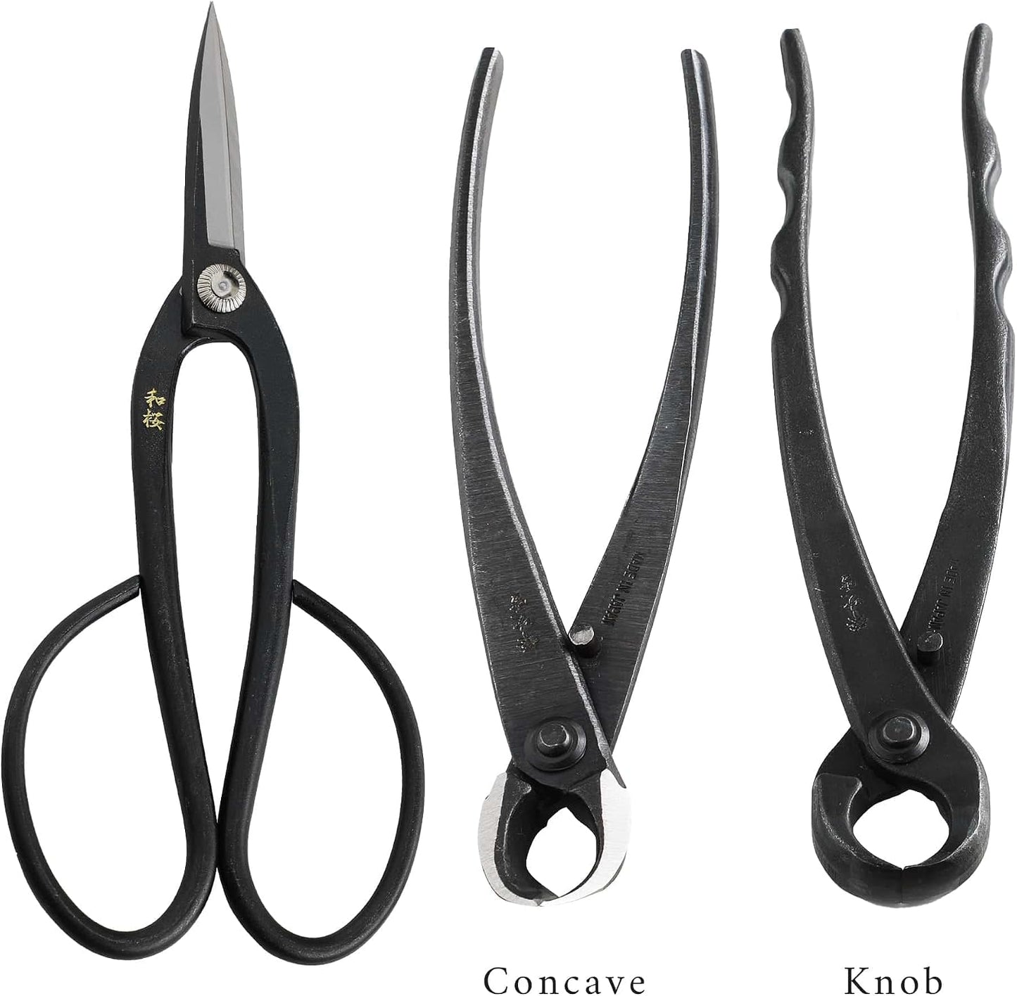 Wazakura Made in Japan 5PCS Bonsai Tool Kit with Roll Bag: Yasugi Steel Twig Bonsai Scissors, Concave Branch Cutter, Knob Cutter, Wire Cutter, Tweezers - 5 Tools Twig Schissor Set with Case…