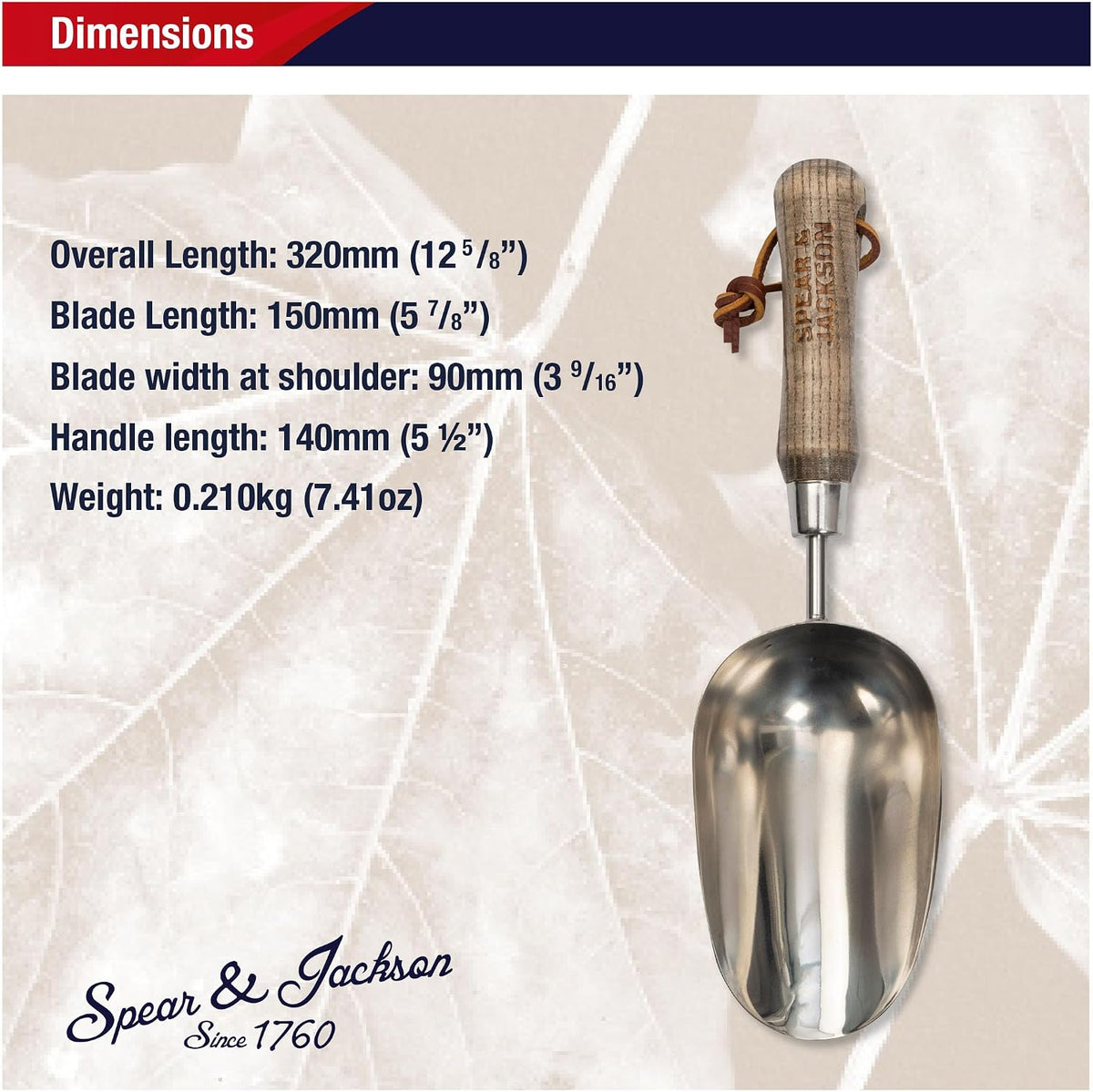 5060SS Traditional Stainless Soil Scoop, 32.5 x 9 x 5 cm, Blue