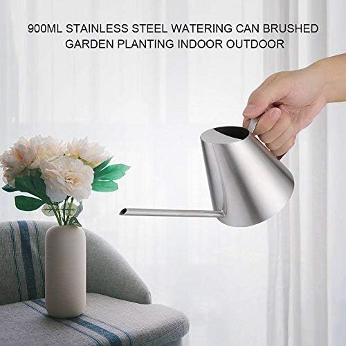 Stainless Steel Watering Can, 900ml, Long Spout, Brushed Finish, Indoor House Plants, Silver, 10.24x6.69x5 Inch