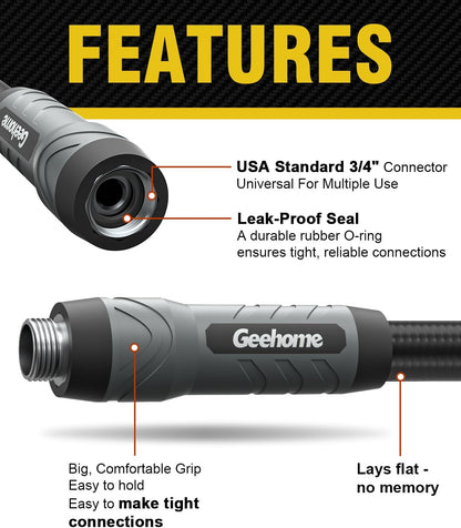 Leader Short Garden Hose, 5 ft x 5/8" Polyurethane Water Hose with Swivel Fittings, Flexible, Lightweight, No-Kink, Leakproof, Burst 600 PSI, Black