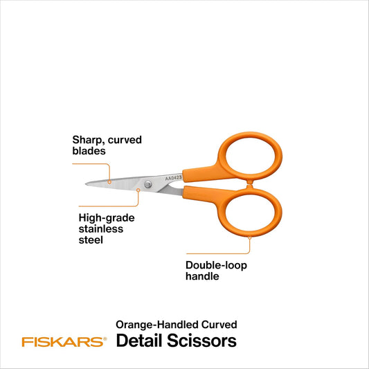 98087097J Curved Craft Scissors, 4 Inch, steel and orange