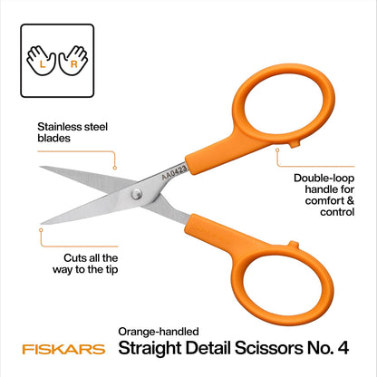 98087097J Curved Craft Scissors, 4 Inch, steel and orange