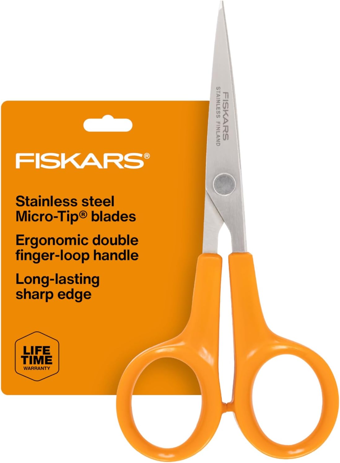 98087097J Curved Craft Scissors, 4 Inch, steel and orange