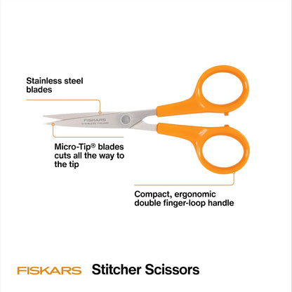 98087097J Curved Craft Scissors, 4 Inch, steel and orange