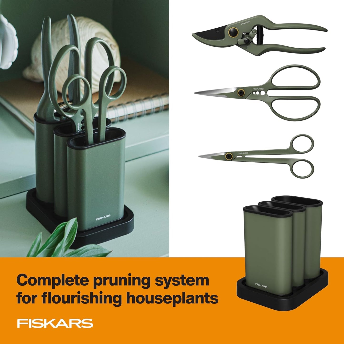 Indoor Plant Care 3-Piece Set, Precision Gardening Tools, Green
