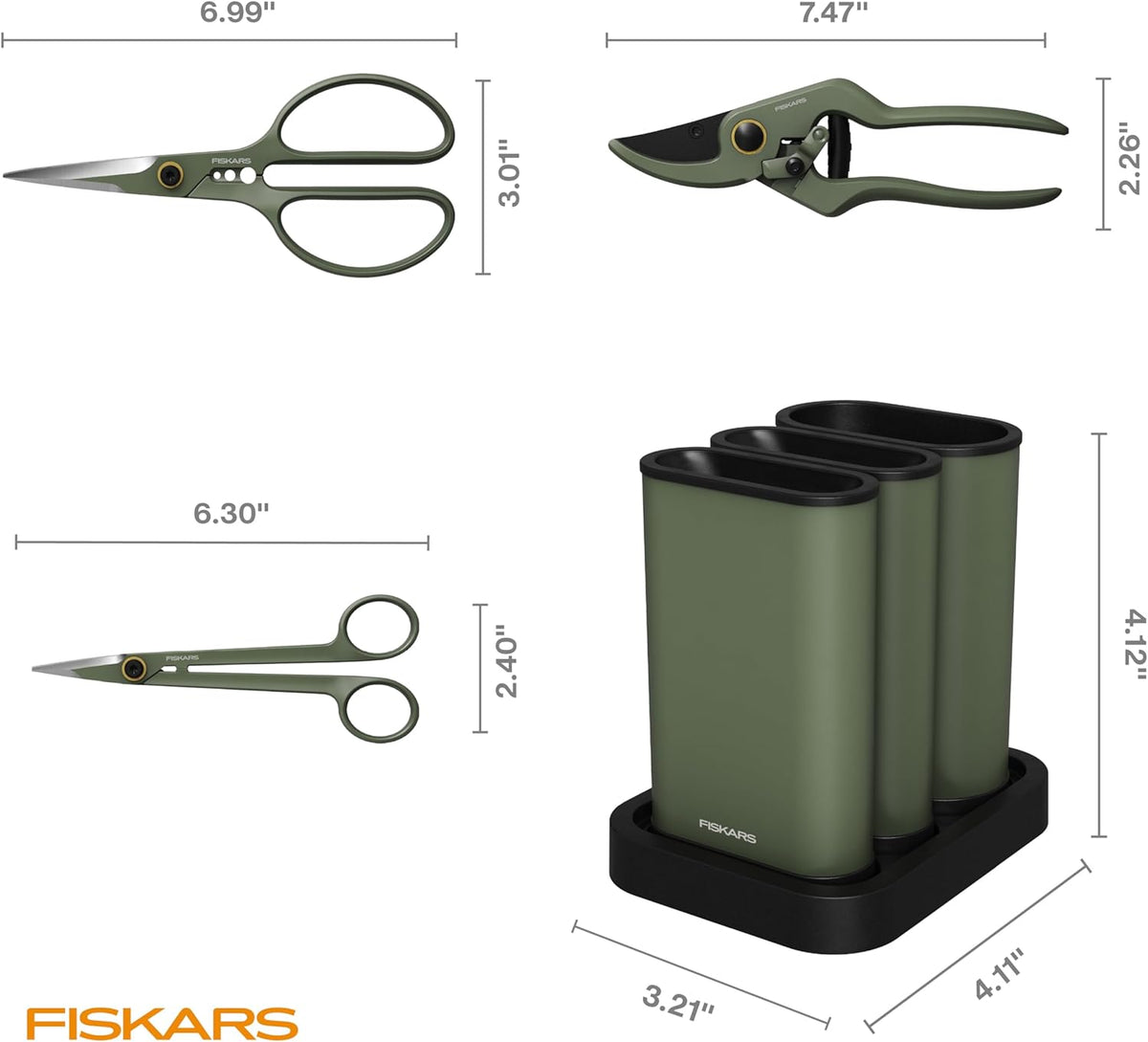 Indoor Plant Care 3-Piece Set, Precision Gardening Tools, Green