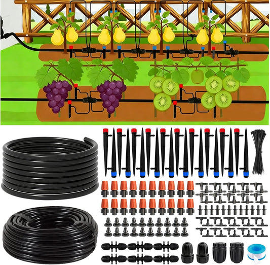 240FT Drip Irrigation System,Irrigation System for Garden with 1/2 inch Hose 1/4 inch Distribution Tubing and Accessories,Drip Irrigation Parts Garden Watering System
