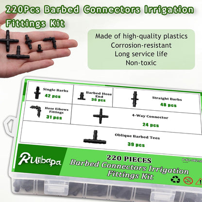 240FT Drip Irrigation System,Irrigation System for Garden with 1/2 inch Hose 1/4 inch Distribution Tubing and Accessories,Drip Irrigation Parts Garden Watering System