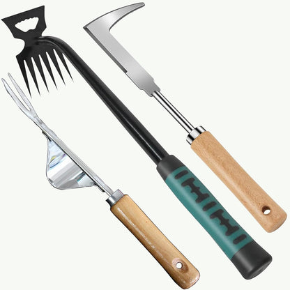 Weed Puller Tool,Crack Weeder Tool, Stainless Steel Crevice Weeding Digger Tool, Paving Brick Moss Removal,6 Teethes Dual Purpose Hand Weeder Tool for Yard Garden, Lawn Edger and Driveway(3 Pcs)