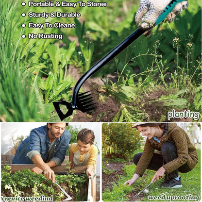 Weed Puller Tool,Crack Weeder Tool, Stainless Steel Crevice Weeding Digger Tool, Paving Brick Moss Removal,6 Teethes Dual Purpose Hand Weeder Tool for Yard Garden, Lawn Edger and Driveway(3 Pcs)