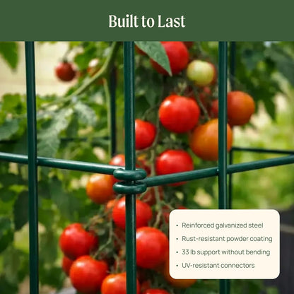 Vego 3-Panel Tomato Cage for Garden & Pots, Rust-Resistant Tomato Stakes Plant Cage Trellis Support for Climbing Vegetables Plants- 11.5" Triangle 4 Pack