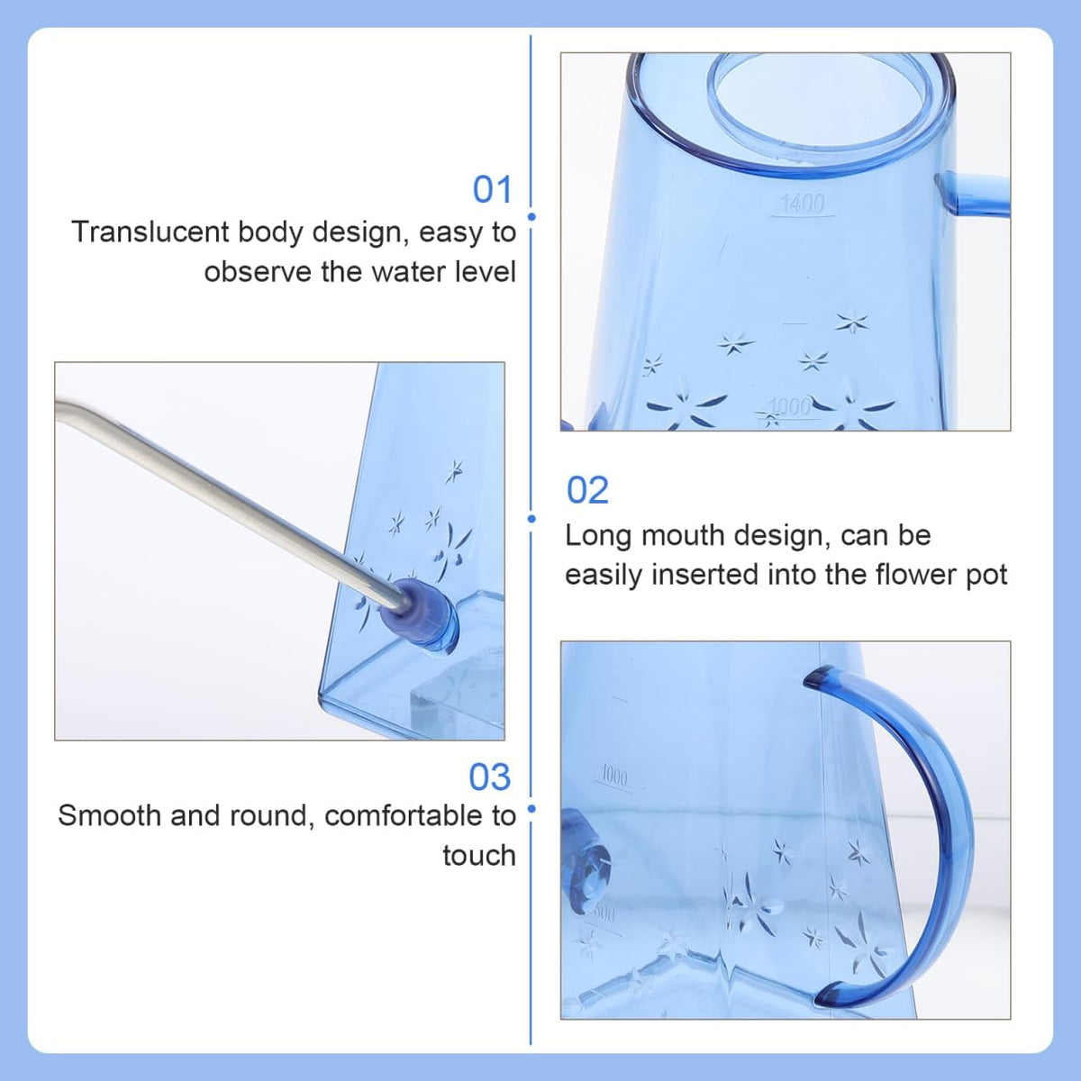 Transparent Watering can with Long Spout Clear Watering can for Indoor Plants Small Watering Kettle for Succulents Houseplants Patio .28 X 4.33 X 4.33 in 1 Pack