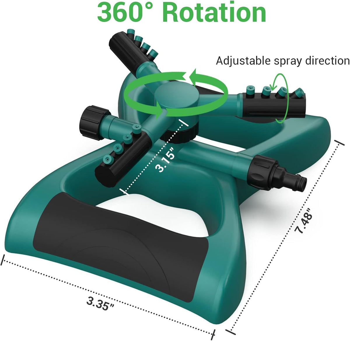 Sprinkler Water Sprinklers for Lawn Yard and Garden Large Coverage Area Oscillating Hose 360 Degree Rotating Sprinkler Irrigation System (Green) (LS-2022)