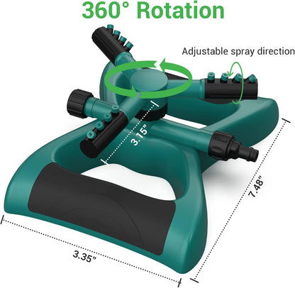Sprinkler Water Sprinklers for Lawn Yard and Garden Large Coverage Area Oscillating Hose 360 Degree Rotating Sprinkler Irrigation System (Green) (LS-2022)