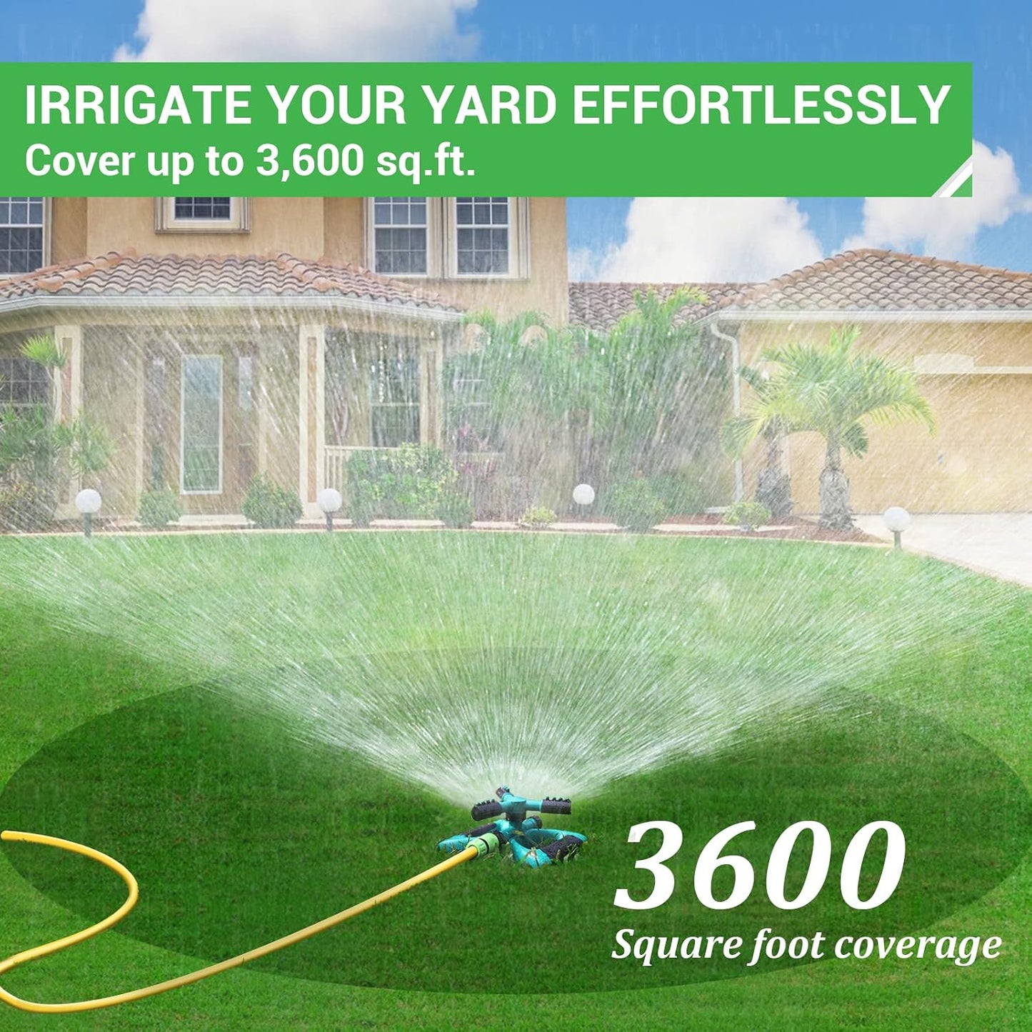 Sprinkler Water Sprinklers for Lawn Yard and Garden Large Coverage Area Oscillating Hose 360 Degree Rotating Sprinkler Irrigation System (Green) (LS-2022)