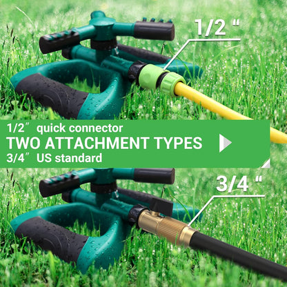 Sprinkler Water Sprinklers for Lawn Yard and Garden Large Coverage Area Oscillating Hose 360 Degree Rotating Sprinkler Irrigation System (Green) (LS-2022)