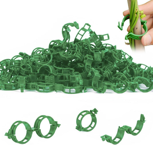 Plant Support Clips, Reusable Garden Clips for Securing Plants (100, Green)