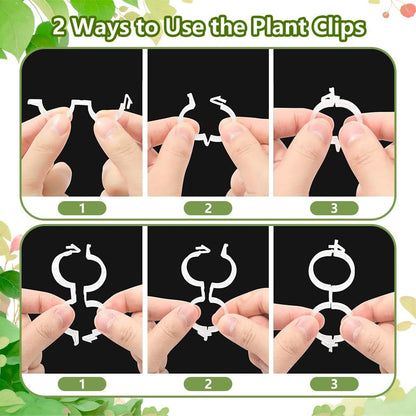 Plant Support Clips, Reusable Garden Clips for Securing Plants (100, Green)