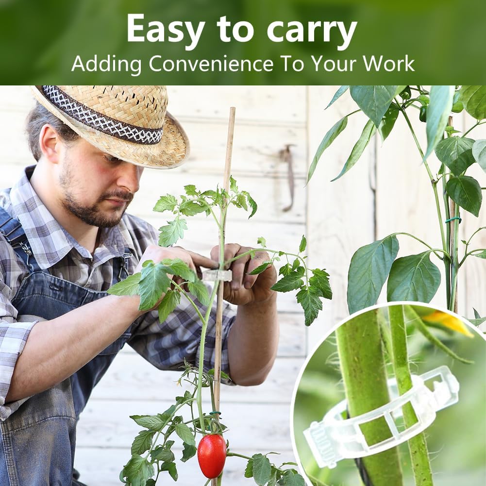 Plant Support Clips, Reusable Garden Clips for Securing Plants (100, Green)