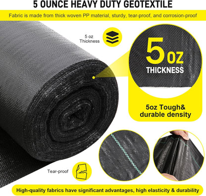 Driveway Fabric,13x115 ft Road Fabric Commercial Weed Barrier Fabric, Landscape Fabric Heavy Duty 5OZ French Drain Fabric for Erosion Control,Landscape Fabric,Weed Barrier,Construction Projects