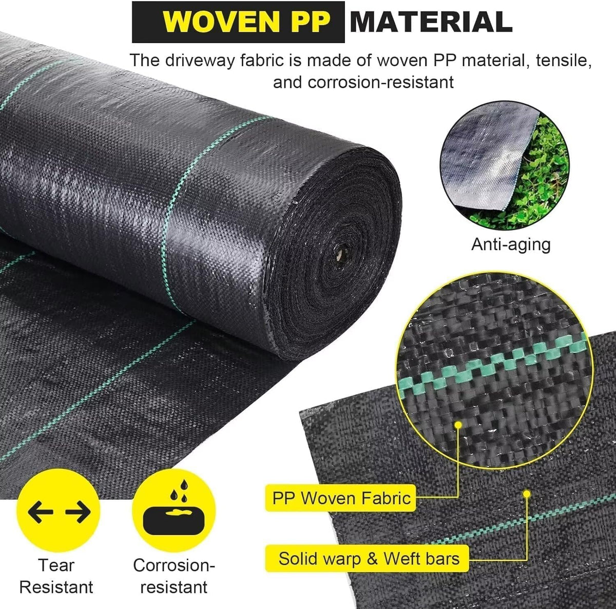 Driveway Fabric,13x115 ft Road Fabric Commercial Weed Barrier Fabric, Landscape Fabric Heavy Duty 5OZ French Drain Fabric for Erosion Control,Landscape Fabric,Weed Barrier,Construction Projects