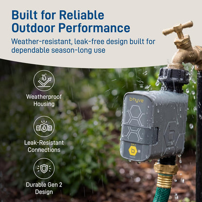 B-hyve Gen 2 Smart Hose Watering Timer with Wi-Fi Hub - Smart Hose Watering Timer - Wi-Fi System - App Controlled - Weatherproof AA Battery Powered - 90204