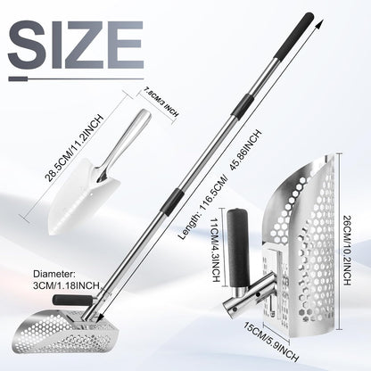 Sand Scoop for Metal Detecting, Metal Detector Scoop, Stainless Steel Sand Sifter Shovel, Fast Sifter Shovel for Underwater Treasure Hunting (Stainless Steel)