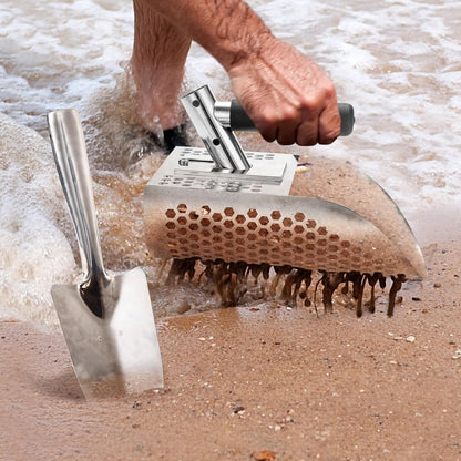 Sand Scoop for Metal Detecting, Metal Detector Scoop, Stainless Steel Sand Sifter Shovel, Fast Sifter Shovel for Underwater Treasure Hunting (Stainless Steel)