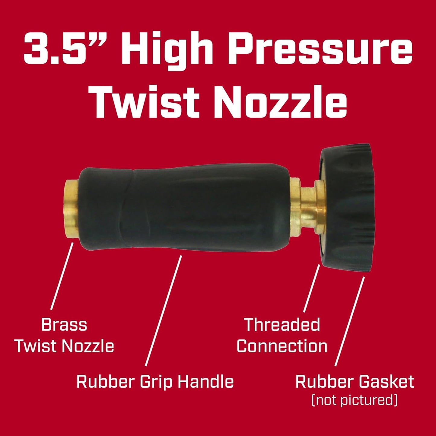 6-9476: High Pressure 3.5-inch Brass Twist Hose Nozzle, Heavy-Duty Adjustable Garden Hose Nozzle, Gardening, Watering and Irrigation, Outdoor Cleaning, Set of 2