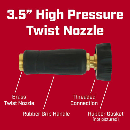 6-9476: High Pressure 3.5-inch Brass Twist Hose Nozzle, Heavy-Duty Adjustable Garden Hose Nozzle, Gardening, Watering and Irrigation, Outdoor Cleaning, Set of 2