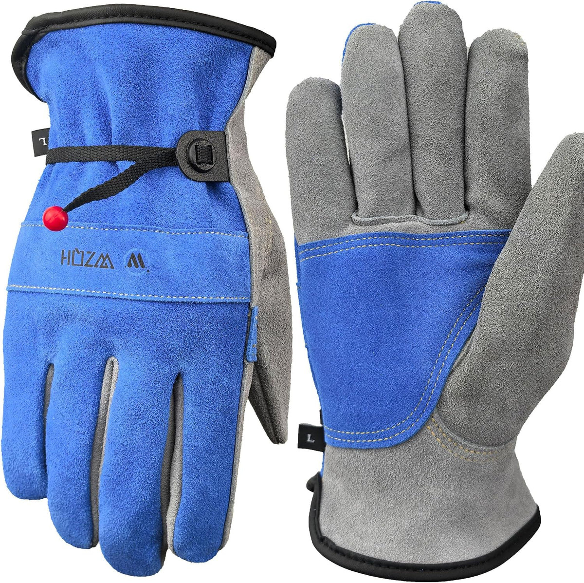 Leather Work Gloves for Men or Women.Gardening,Welding,Coffee-grey L