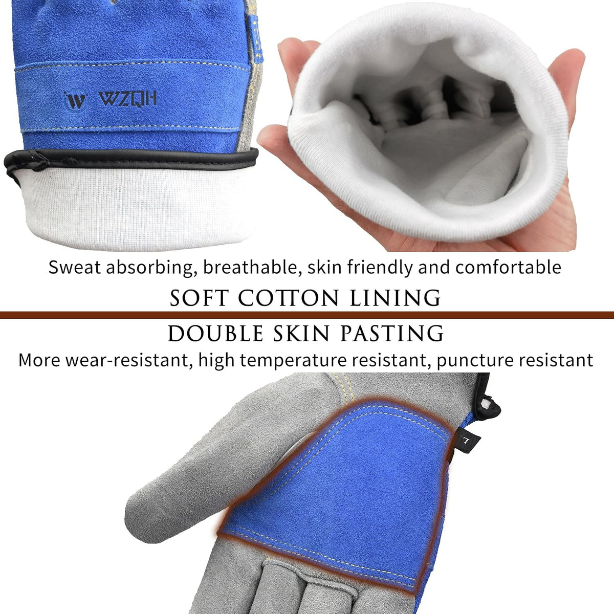 Leather Work Gloves for Men or Women.Gardening,Welding,Coffee-grey L
