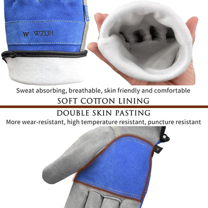 Leather Work Gloves for Men or Women.Gardening,Welding,Coffee-grey L