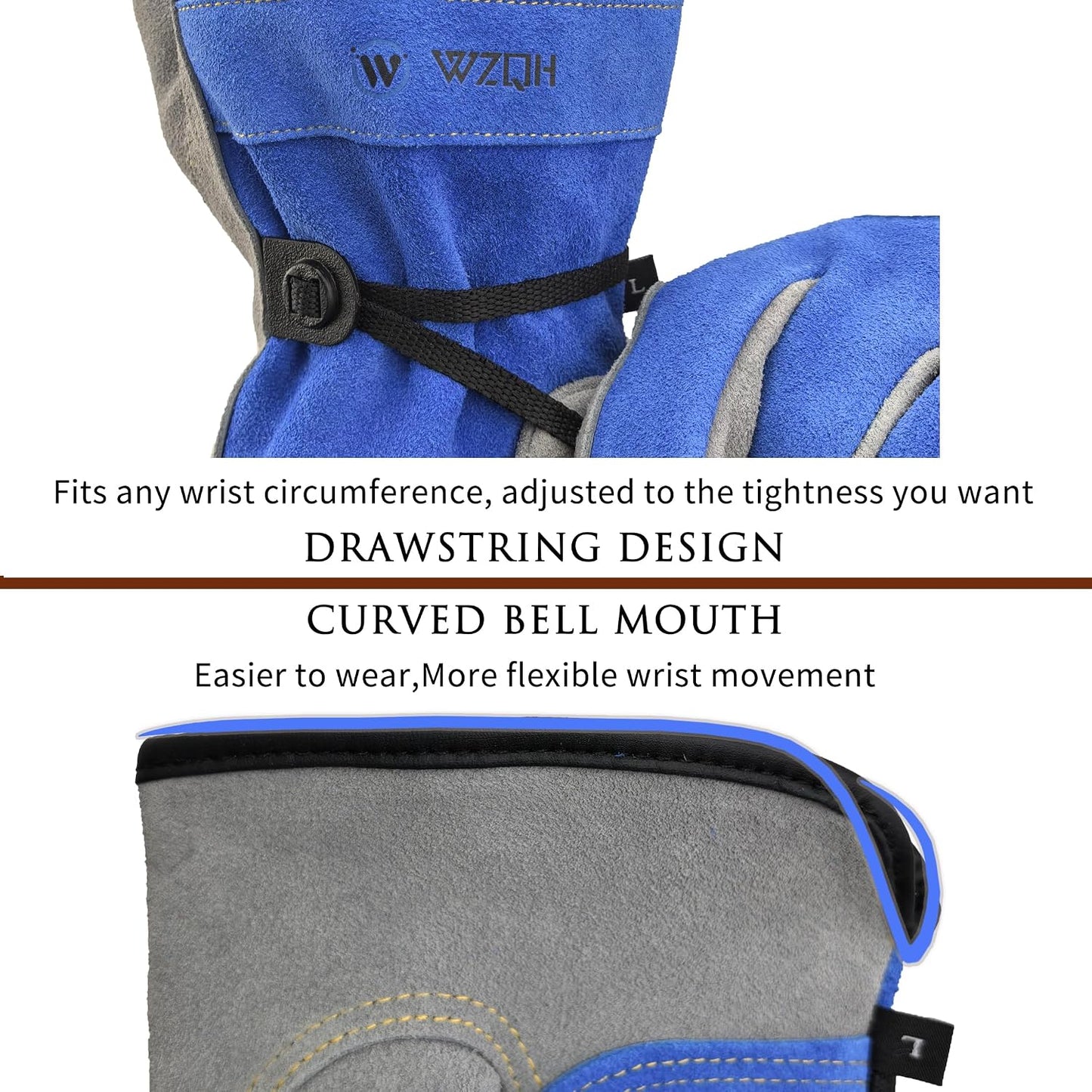 Leather Work Gloves for Men or Women.Gardening,Welding,Coffee-grey L