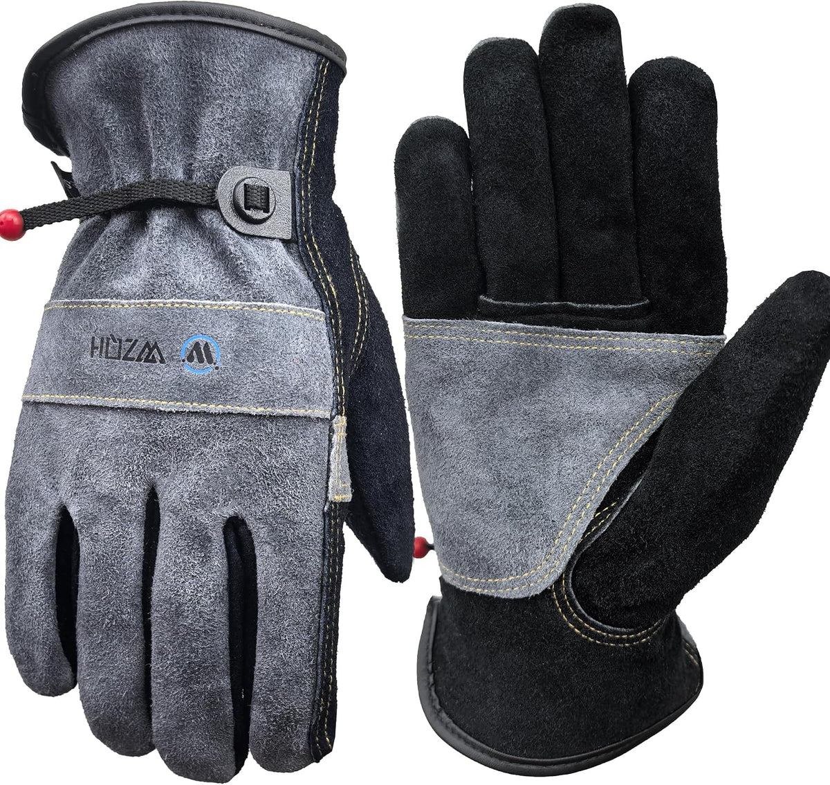 Leather Work Gloves for Men or Women.Gardening,Welding,Coffee-grey L