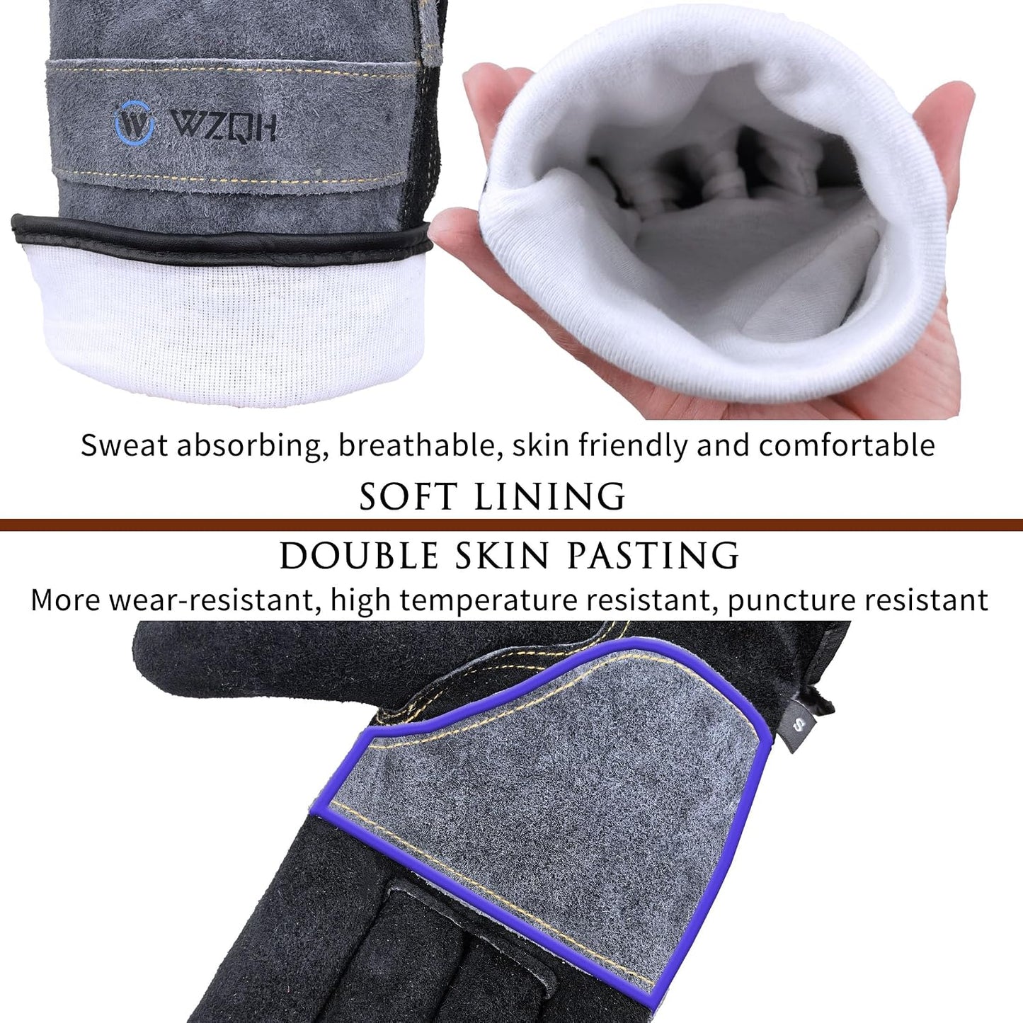 Leather Work Gloves for Men or Women.Gardening,Welding,Coffee-grey L
