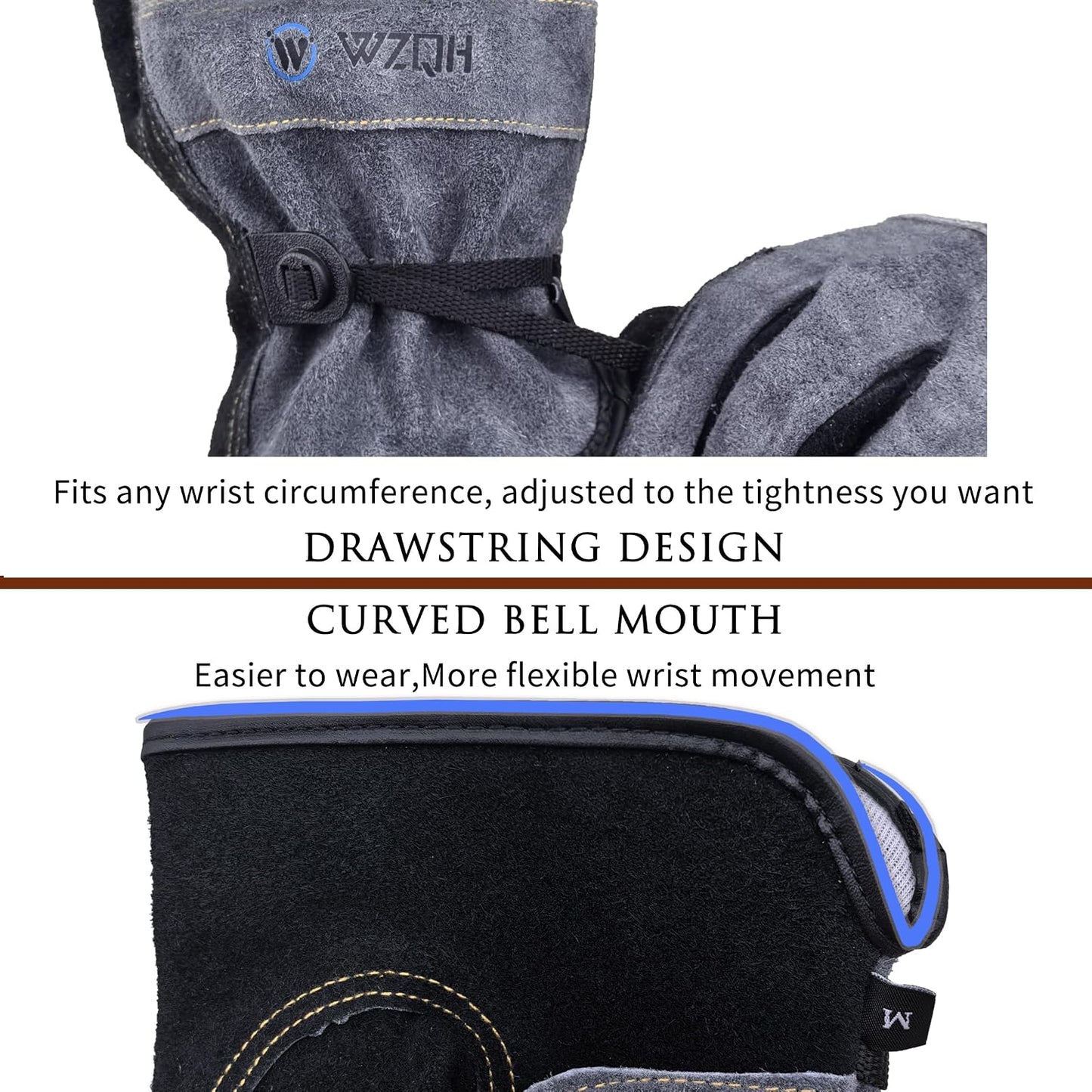 Leather Work Gloves for Men or Women.Gardening,Welding,Coffee-grey L
