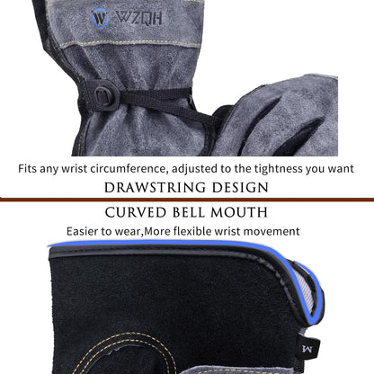 Leather Work Gloves for Men or Women.Gardening,Welding,Coffee-grey L