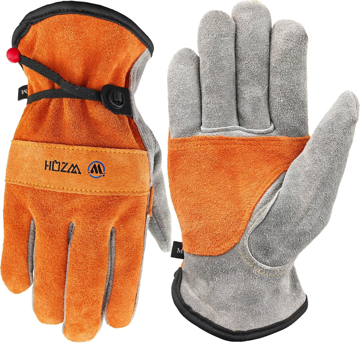 Leather Work Gloves for Men or Women.Gardening,Welding,Coffee-grey L