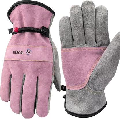 Leather Work Gloves for Men or Women.Gardening,Welding,Coffee-grey L