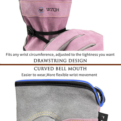 Leather Work Gloves for Men or Women.Gardening,Welding,Coffee-grey L