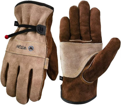Leather Work Gloves for Men or Women.Gardening,Welding,Coffee-grey L