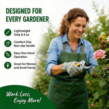 8" Ratchet Pruning Shears, 3-Stage Ratchet Mechanism Helps Reduce Hand Effort, Cuts Branches Up to 3/4", Garden Pruner for Trees, Shrubs & Roses