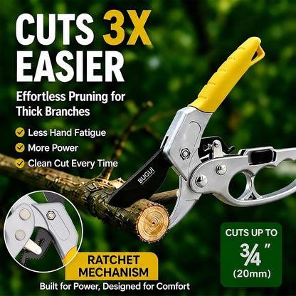 8" Ratchet Pruning Shears, 3-Stage Ratchet Mechanism Helps Reduce Hand Effort, Cuts Branches Up to 3/4", Garden Pruner for Trees, Shrubs & Roses