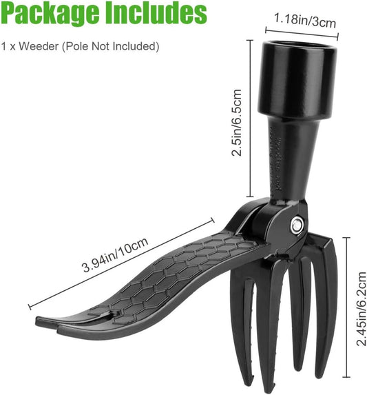 Stand Up Weed Puller 4-Claw Garden Root Remover - Heavy Duty Outdoor Lawn Weeder Tool, Rust-Proof High Aluminum, No Bending Weeding for Garden Backyard, 1-Pack